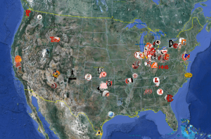 Map of high schools that use the Redskins name