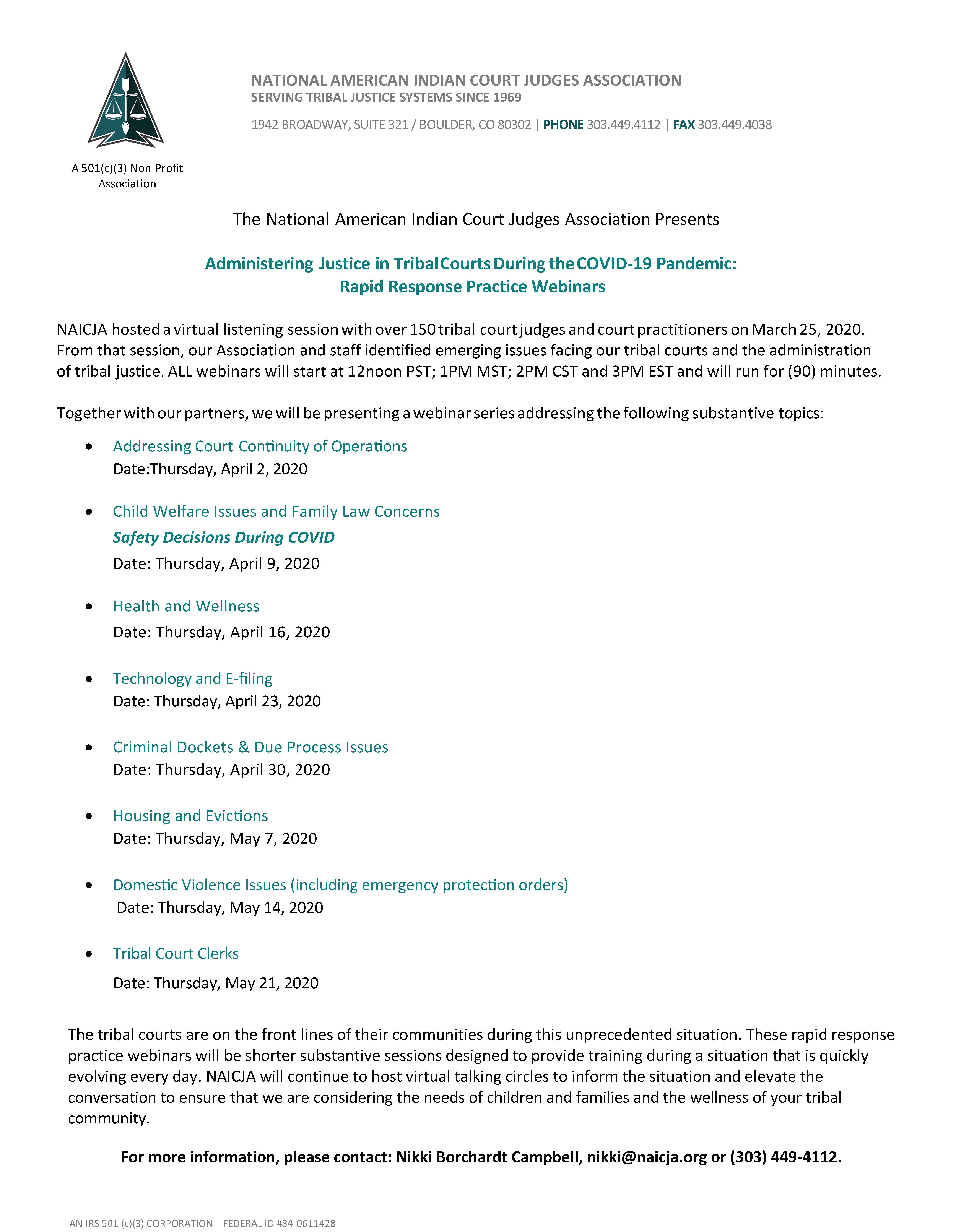 UPDATED COVID-19 Webinar Series Announcement RH