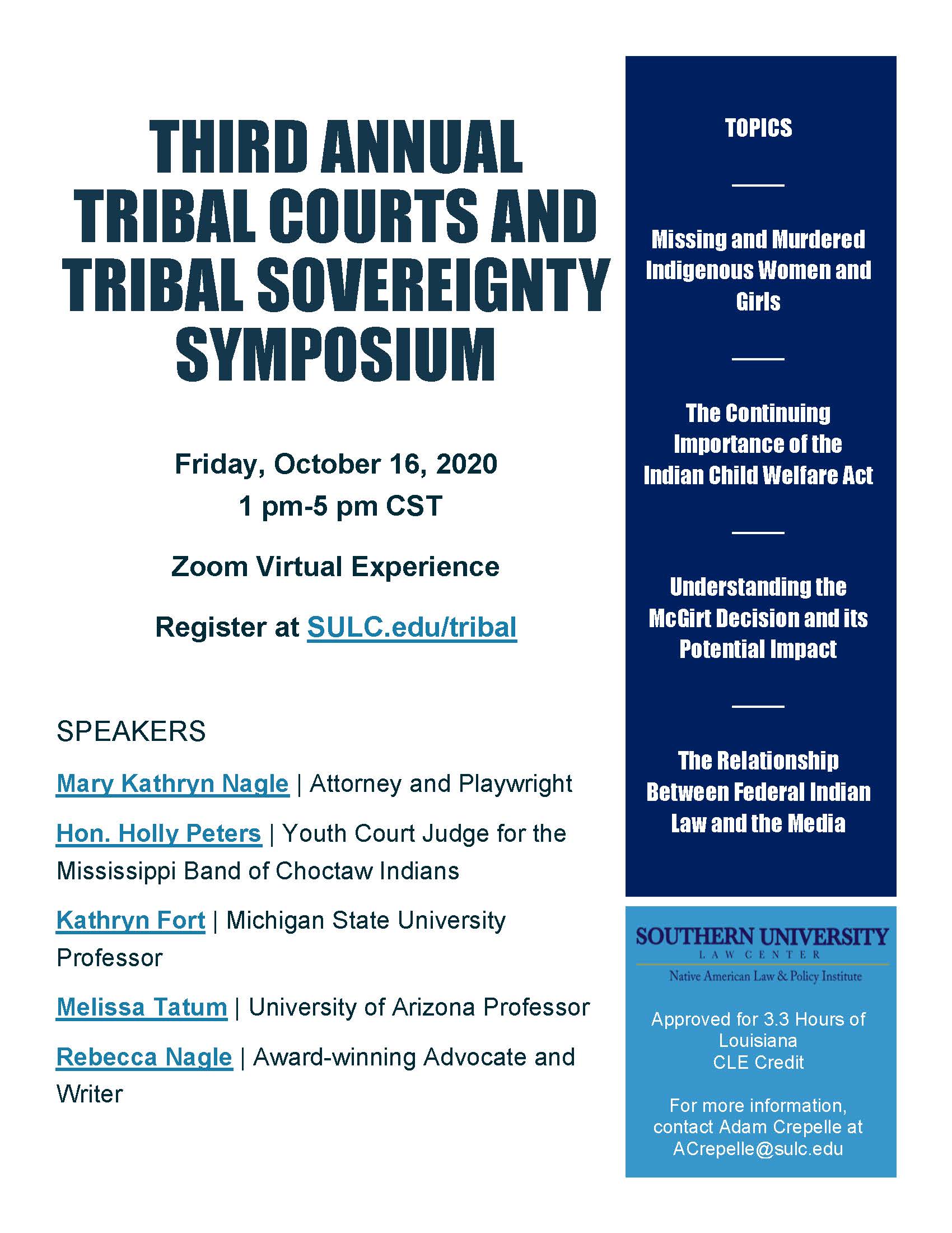 Tribal Courts and Tribal Sovereignty Symposium--Flyer