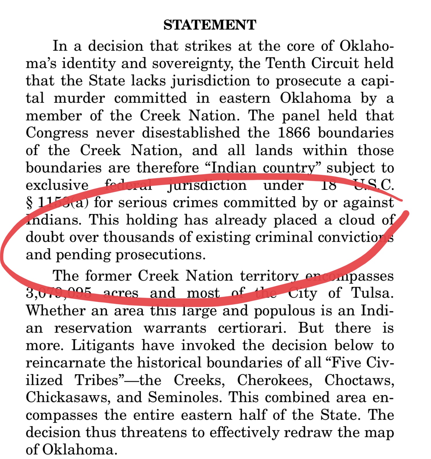 Tenth Circuit Rejects Habeas Petition from Prisoner Asserting McGirt ...