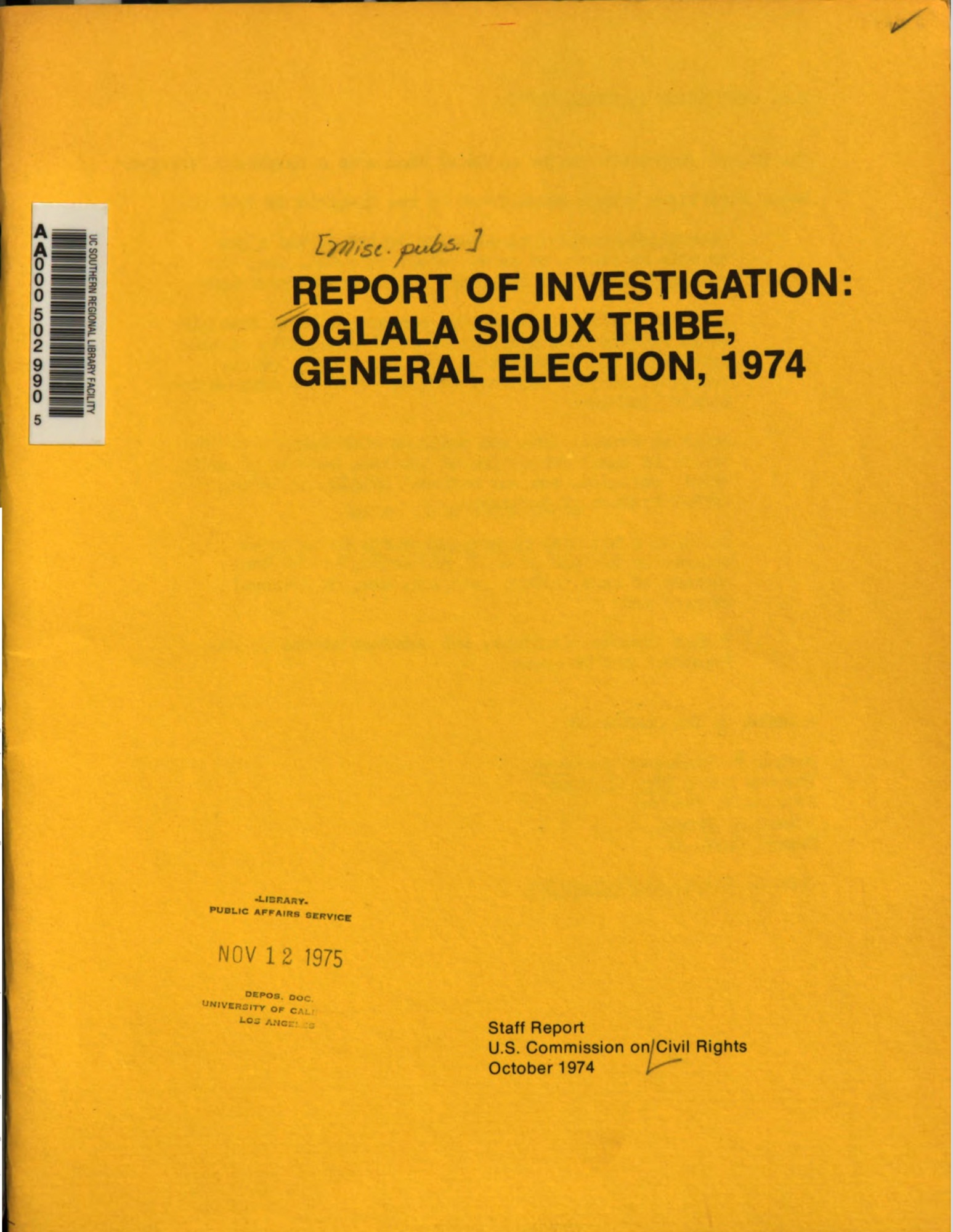 Blast from the Past: October 1974 U.S. Civil Rights Commission Report ...